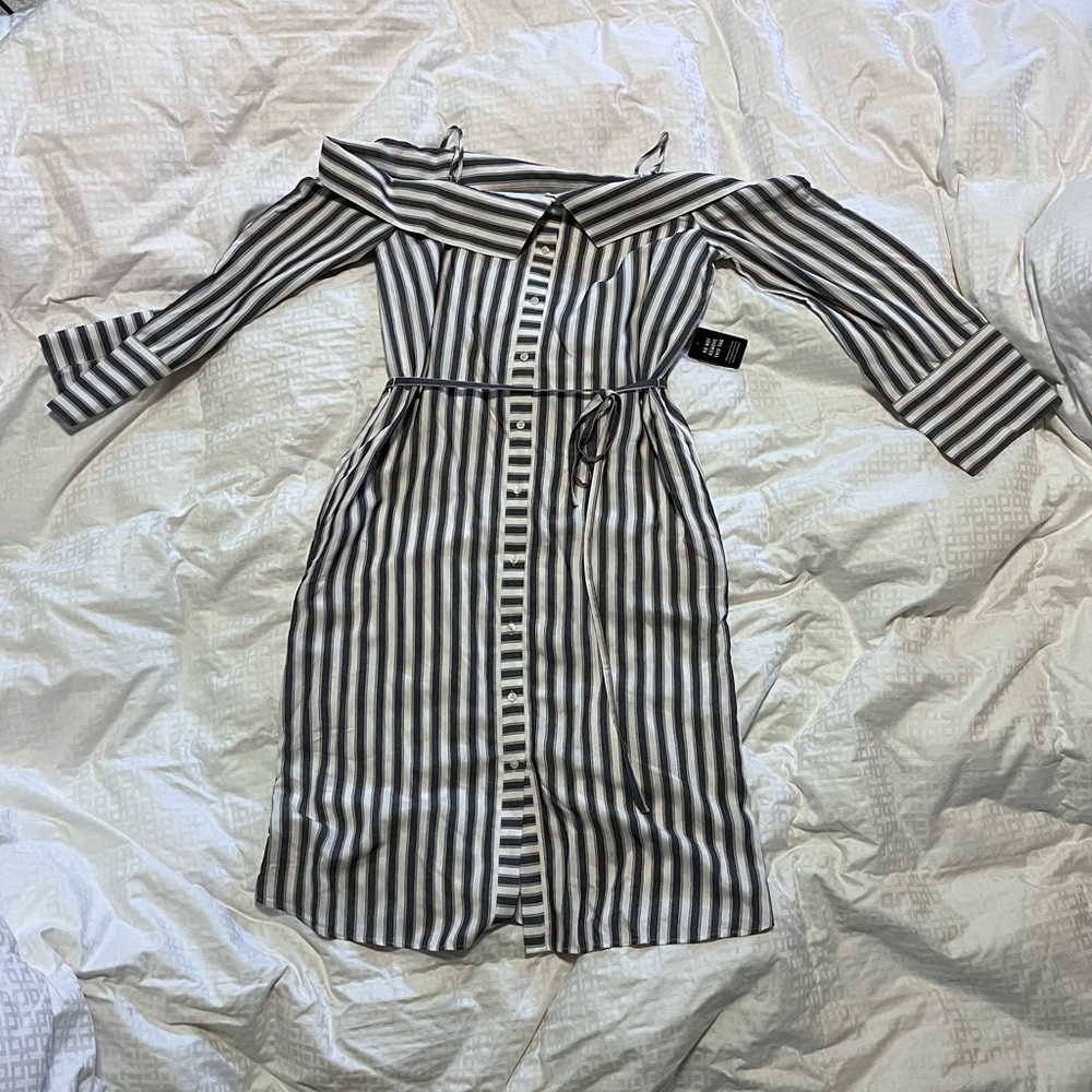 Express Stripped button down midi dress